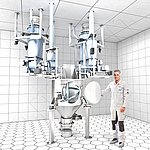 amixon® 连续混合机 AMK 400 型号安装在称重传感器上。