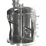 [Translate to 中文:] 观测对象：amixon® 真空混合干燥机，带可加热的混合工具。混合螺旋和轴已被切开。