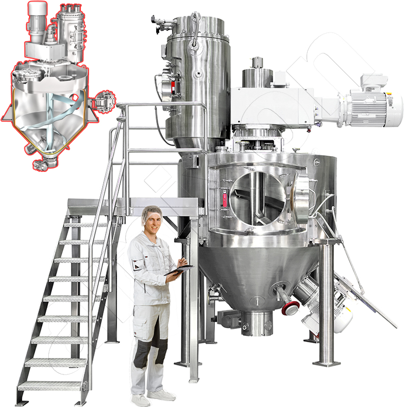 amixon® 真空干燥机/合成反应器 AMT 2000。由材料 1.4462 制成。